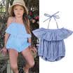 Summer Toddler Kid Baby Girl Stripe Off Shoulder Romper Jumpsuit Playsuit 1-7Yrs