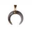Natural Gemstones Ox Longhorn Bull Horn Reiki Chakra Healing Pendant Beads Gold