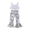 US Flower Fashion Kid Baby Girl Outfits Top Blouse Long Bell-Bottoms Pants 2PCS