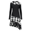 Trendy Long Sleeve Spliced Lace Plaid Women Dress