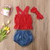 Toddler Baby Kids Girl Skirts TopsDenim Shorts Sunsuit 2pcs Outfits Set Clothes