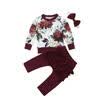 Toddler Newborn Baby Girl Flower Tops Ruffle Pants Leggings 3PCS Outfits Clothes
