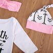 US Stock 4PSC Newborn Baby Romper Jumpsuit Long Pants Hat Outfits Clothes Set