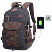New washed canvas bag usb-printed middle school bag retro mens shoulder computer backpack
