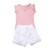 2PCS Toddler Kids Baby Girls Summer Outfit Clothes T-shirt TopsShorts Pants UK
