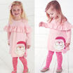 UK Princess Girl Christmas Cotton Tops T shirt DressPants 2pcs Outfits Set 0-5T