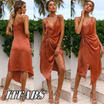 Women Boho Maxi Long Dress Summer Evening Party Beach Slit Spilt Sundress