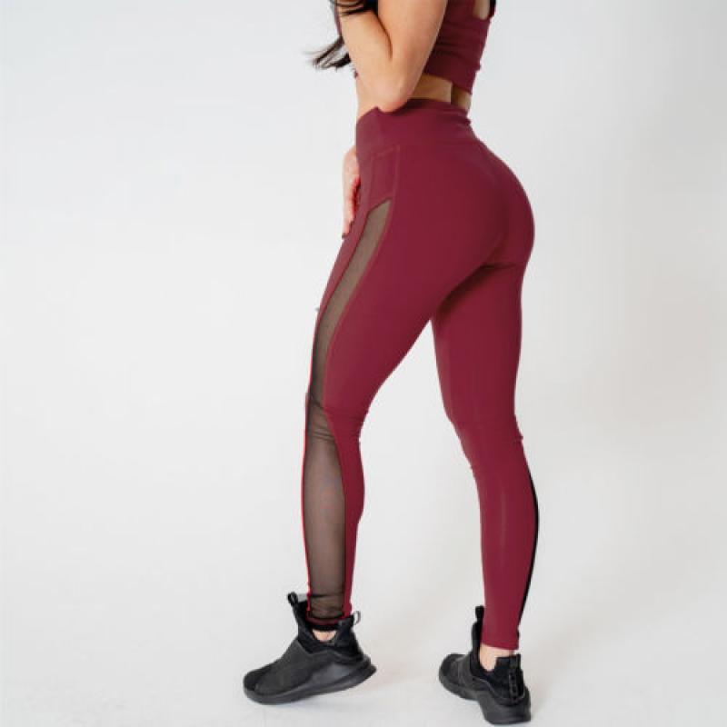 Women Sport Pant High Waist Yoga Fitness Leggings Running Gym Mesh Lace Trousers