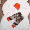 XMAS Baby Boy Girl Deer Long Sleeve Romper Pants Hat 3pcs Outfits Set Clothes