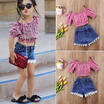 Summer Toddler Baby Girl Clothes Off Shoulder TopsDenim Short Lace Pants1-6T
