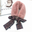 2019 new arrival scarf female winter shaking sound network red imitation rex rabbit fur leopard ribbon plush ribbon