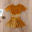 Fashion Kids Baby Girl Velvet Crop Top T-shirt Skirt Outfit Clothes Summer 6M-4T