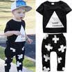 2pcs Newborn Toddler Infant Kids Baby Boy Clothes T-shirt TopsPants Outfits Set