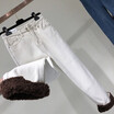 Winter no down thickening lamb stitching high waist joker thermal stretch nine points Korean version of jeans women