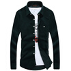 Yu Zhaolin long - sleeved shirt men &39s business casual color solid shirt C002 dark green 180 XL