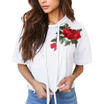 Damen Kurzarm Blumen Hoodie Sweatshirt mit Kapuze T-Shirt Sommer Bluse Top