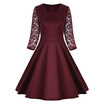 Lace Trim Work Vintage A Line Dress