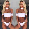 Sexy Women Swimwear Bikini Set Bandage Swimsuit Pink Stripe Beachwear Beach Suit