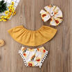 Flowers Newborn Baby Girl Off Shoulder Crop Tops Shorts Headband Outfits Clothes
