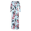 Trendy Round Collar 34 Sleeve Floral Print Pocket Women Maxi Dress