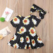 Newborn Baby Girls Clothes Casual Flower Dress Headband Set Pajamas Dress Outfit
