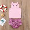 Newborn Toddler Baby Girl Tops Sleeveless Ruffle Shorts Clothes Outfits Set 0-2T