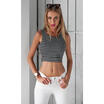 AU Womens Sleeveless Backless Stripe Vest Tank Crop Tops Casual Blouses T-shirt