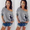 Womens Long Sleeve Loose Sweater Knitwear Sweatshirt Jumper Pullover Tops Blouse