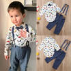 US STOCK Toddler Baby Boy Shirt Printing Romper TopsPants Overalls Outfits