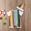 Canis Toddler Kid Baby Boy Girl Striped Romper Bodysuit Jumpsuit Hat Outfits Set