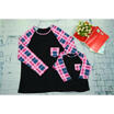 Mother And Daughter Plaid Long Sleeve Top Casual T-shirt Matching Family Clothes