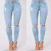 Women Denim Skinny Ripped Pants High Waist Stretch Jeans Long Pencil Trousers