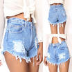 Women Lady Fashion High Waist Stripped Short Jeans Denim Pants Summer Shorts Hot