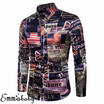 Stylish Mens Luxury Casual Shirt Long Sleeve Slim Fit Printing Dress Shirts