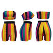 Womens Sexy 2 Piece Outfits Bodycon Stripe Print Sleeveless Tube Top&Shorts
