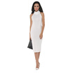2017 New style Summer Turtleneck Sleeveless Sheath Shift White Elegant OL Career Dress