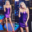 USA Womens Sexy Shiny PU Leather Front Zip Cocktail Clubwear Mini Dress Bodycon
