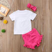 Newborn Kid Baby Girls Cotton Tops T-shirt Pants Shorts 3PCS Outfits Clothes Set