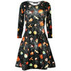 Womens Long Sleeve Halloween Style Mini Dress Ladies Party Holiday Skater Dress