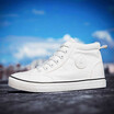 IDIFU Mens Casual Round Toe High Top Sportive Lace Up Flat Sneakers Canvas Shoes