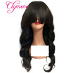 Clymene Hair 150 Density Full Lace Wigs With Bangs Glueless Brazilian Hair Full Lace Human Hair Wigs With Baby Hair