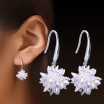 Fashion Ice Flower CZ Crystal Ladies Drop Earrings Jewelry Cubic Zirconia Eardrop Female Women Gift WHA144