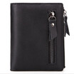 Purse mens vintage topcoat leather wallet double zipper zero pouch calfskin upright style silver bag