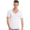 Three guns home service Shu skin cotton ribs stretch V-neck short-sleeved shirt 2 white white 3XL
