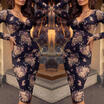 Plus Size Ladies Long Sleeve Floral Boho Women Party Bodycon Maxi Dress Clothing