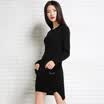 Velvet Shijia Pure Color Long Sleeve Fork in Long Stretch Jacket Knit Sweater R1147 Black XL