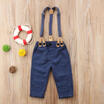 Newborn Infant Baby Boy Clothes Dinosaur Tops Romper Denim Bib Pants 2Pcs Outfit