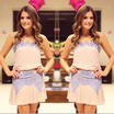 2015 Sexy Women Sleeveless Lace Party Evening Cocktail Short Mini Dress SMLXL