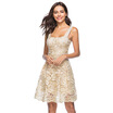 Women Sexy Floral Embroidery Female Ruffle Sleeveless Dress