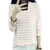 Longyue Women Korean Stripe Lace Wave Long Sleeve T-Shirt Fashion Splice Long Sleeve Small Fresh Shirt LWTC172307 Pink M
